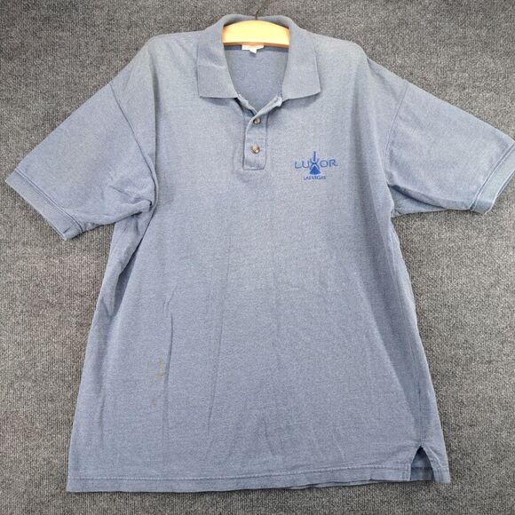 Pyramid Creations Luxor Las Vegas Embroidered Polo Shirt Mens XL Blue Side Slit - Picture 2 of 13